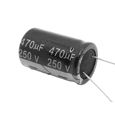 Capacitor Electrolítico de Aluminio, Radial de 470 µFd, 250 Vcc, 105 °C, 25 x 40 mm.