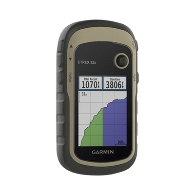 GPS portátil eTrex 32x con memoria interna de 8 GB, pantalla de 2.2 a color, con mapa topográfico de carreteras y senderos incluido.