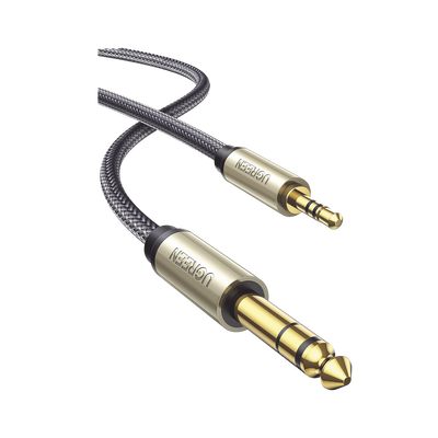 Cable Audio Estéreo 3.5mm (1/8) TRS a 6.35mm (1/4) TS / 1 Metro / Audio de Hi-Fi / Trenza de Nylon / Blindaje Múltiple / Caja de Aleación Zinc / Núcleo de Cobre Puro / Compatibilidad Universal