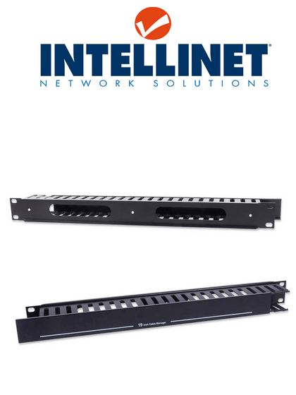 INTELLINET 169950 - Organizador Horizontal 19, 1U, Metal / Color Negro / Para rack o gabinetes de 19 / 1U de alto Sobre Pedido