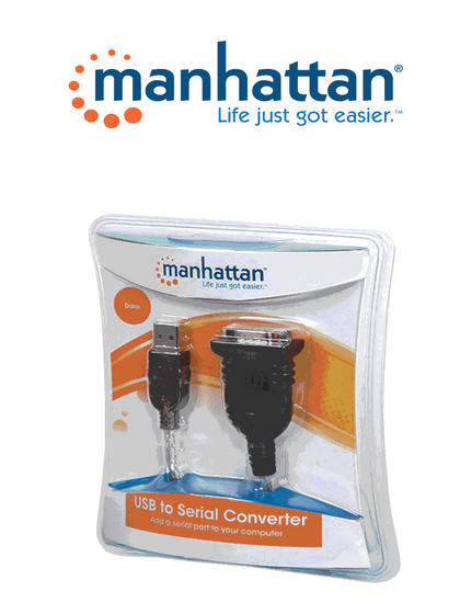 MANHATTAN 205146 - Convertidor USB a Serial RS232/COM/DB9 / Chip Prolific PL-2303 / Calibre 24AWG / 45 cm / Empaque tipo Blíster