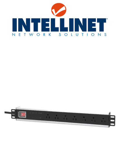 INTELLINET 207102 - Barra PDU multicontacto de 7 salidas para montaje en 1.5 UR/ 19 / Enchufes Tipo EU NEMA 5 / Cable de alimentación de 3m / Con protección para Picos y cortos circuitos