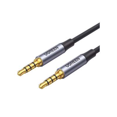 Cable Auxiliar de 3.5mm / Cable Audio Estéreo / Núcleo de Alambre de Cobre Esmaltado / Carcasa de Aluminio Azul + Nylon Trenzado / Soporta Micrófono / 2 Metros