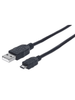 MANHATTAN 307178 Cable para Dispositivos USB Micro-B de Alta Velocidad USB 2.0, A macho/ Micro-B macho, 480 Mbps, 1.8 m, Negro