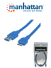 MANHATTAN 325424 - Cable para Dispositivos USB Micro-B de SúperVelocidad/ USB 3.2 Gen 1, A Macho/ SuperSpeed / Micro-B / Macho, 5 Gbps, 2 m, Azul