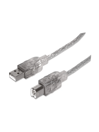 MANHATTAN 333405 Cable para Dispositivos USB B de Alta Velocidad USB 2.0, A macho/ B macho, 480 Mbps, 1.8 m, Plateado