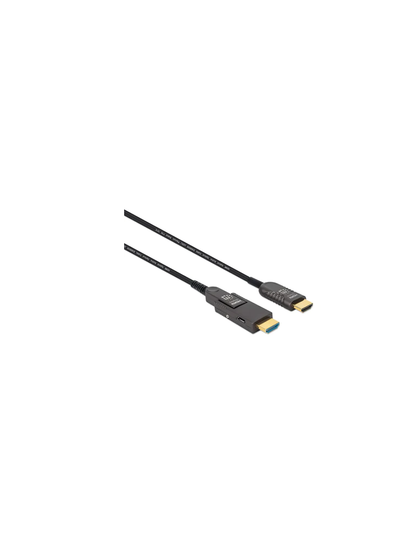 MANHATTAN 353243 - Cable Óptico Activo HDMI de Alta Velocidad / 4k@60Hz UHD, HDMI macho a Micro-HDMI macho Tipo D y HDMI macho Tipo A Desmontable, 20 m 65 pies, Certificado CMP/CPR, HEC, ARC, contactos bañados en oro, negro MCI1Q125