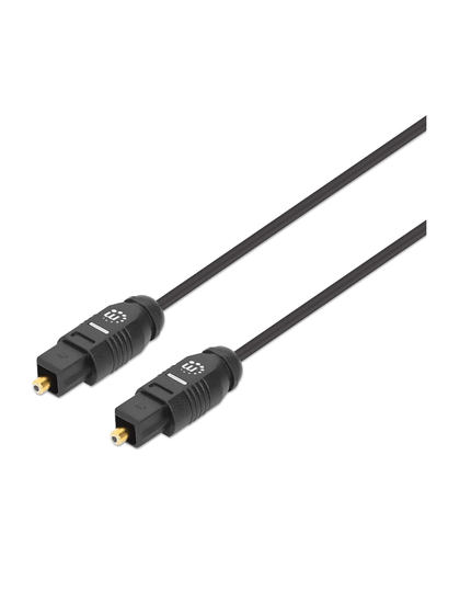 MANHATTAN 356084 Cable de audio digital óptico Toslink 2 conectores Toslink / S/PDIF m-m / 3 m 10 pies / contactos dorados / Color negro