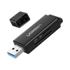 Lector de tarjetas SD portátil USB 3.0 de doble ranura / adaptador de tarjeta de memoria flash concentrador para TF SD Micro SD SDXC SDHC MMC RS-MMC Micro SDXC Micro SDHC UHS-I