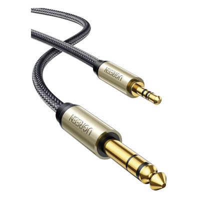 Cable Audio Estéreo 3.5mm (1/8) TRS a 6.35mm (1/4) TS / 5 Metros / Audio de Hi-Fi / Trenza de Nylon / Blindaje Múltiple / Caja de Aleación Zinc / Núcleo de Cobre Puro / Compatibilidad Universal