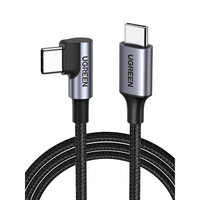 Cable USB-C a USB-C | 2 Metros | Conector con Ángulo Recto de 90° | Carga Rápida de hasta 60W | 480 Mbps | PD3.0 | QC4.0/3.0/2.0 | FPC | AFC | Protección Integrada| Caja de Aluminio | Nylon Trenzado | Color Negro