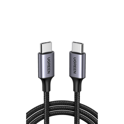 Cable USB-C a USB-C | 2 Metros | Transferencia de datos de 480 Mbps | Carga Rápida de hasta 60W | QC 4.0/3.0/2.0 | PD3.0 | FPC | AFC | Protección Integrada | Caja de Aluminio | Nylon Trenzado | Color Negro.