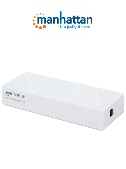 MANHATTAN 560689 - Switch Fast Ethernet de 8 puertos de plástico para escritorio, con puertos 10/100 y soporte para IEEE 802.3az Ethernet de Eficiencia Energética