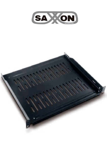 SAXXON 70140204- Charola ventilada para monitor, 19 48.26 cm ancho x 14 35.56 cm profundidad, 2 UR, soporta 22 kg, acero.