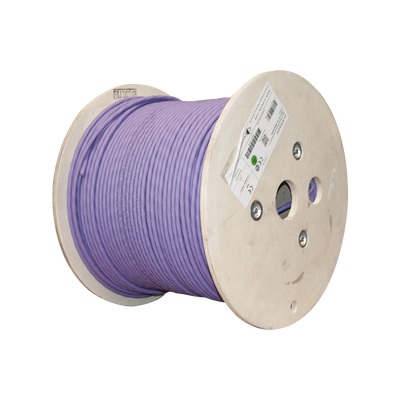 Bobina de Cable Blindado S/FTP de 4 pares, Cat7A, Inmune a Ruido e Interferencias, LS0H (Bajo humo, Cero Halógenos), Color Violeta, 305 m