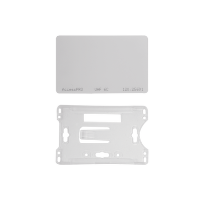 Kit de Tag UHF tipo Tarjeta para lectoras de largo alcance 900 MHZ / EPC GEN 2 / ISO 18000 6C / No imprimible / Incluye porta tarjeta