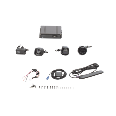 Kit DVR Móvil 1080P / Incluye 4 Cámaras TURBOHD 1080P / Modulo 4G y GPS / Soporta Memoria SD / Visualización por HikConnect Teams