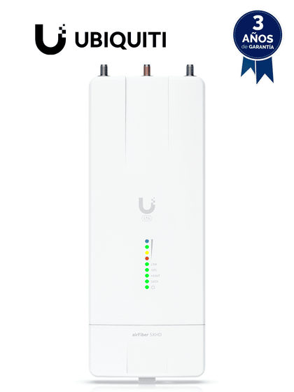 UBIQUITI AIRFIBER AF-5XHD - Radio conectorizado AirFiber X clase Carrier para uso exterior en frecuencias de 4.8GHz a 6.2GHz, alcanza velocidades de hasta 1 Gbps con 26 dBm de potencia de transmisión utilizando tecnología LTU y con certificación IP67.