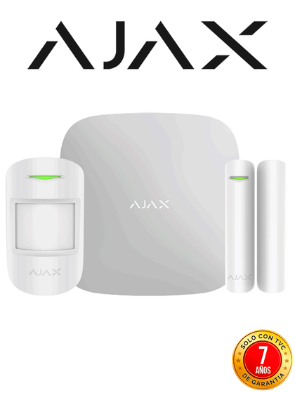 AJAX KIT STARTER - Panel de alarma Hub2Plus conexión Ethernet / WiFi / LTE APP “AJAX PRO” iOS y Android , 1 sensor de movimiento y 1 detector de puerta o ventana con entrada auxiliar en color blanco jul