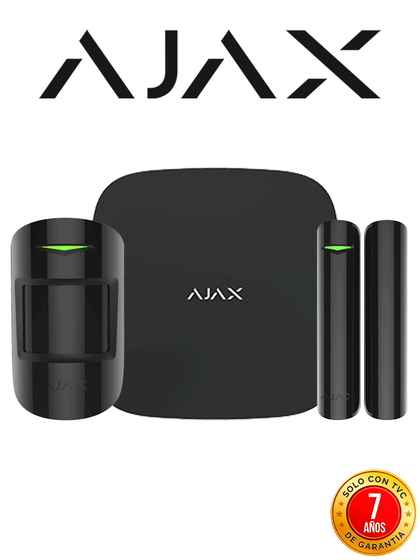 AJAX KIT STARTER B - Panel de alarma Hub2Plus conexión Ethernet / WiFi / LTE, APP “AJAX PRO” iOS y Android , 1 sensor de movimiento y 1 detector de puerta o ventana con entrada auxiliar en color Negro