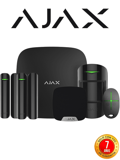 AJAX KIT RESIDENCIAL B- Panel de alarma Hub2Plus conexión Ethernet / WiFi / LTE, APP “AJAX PRO” iOS y Android , 1 sensor de movimiento, 2 detectores para puerta o ventana, 1 control remoto y una sirena interior inalámbrica Color Negro. RESIDENCIAL