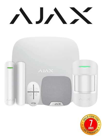 AJAX KIT RESIDENCIAL LIGHT - Panel de alarma Hub2Plus conexión Ethernet / WiFi / LTE, APP “AJAX PRO” iOS y Android , 1 sensor de movimiento, 1 detector para puerta o ventana, 1 control remoto y una sirena interior inalámbrica color Blanco RESIDENCIAL