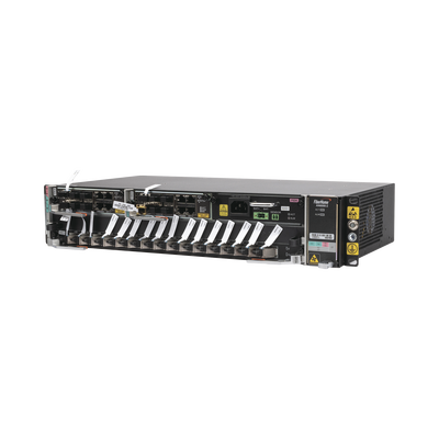 OLT Carrier Class Modular GPON, 2 Ranuras, Incluye 1 Tarjeta GPOA de 16 puertos GPON, 1 Fuente de CA, 2 UR, Gestión por UNM2000, CLI, (Incluye Instalación de Software UNM2000)