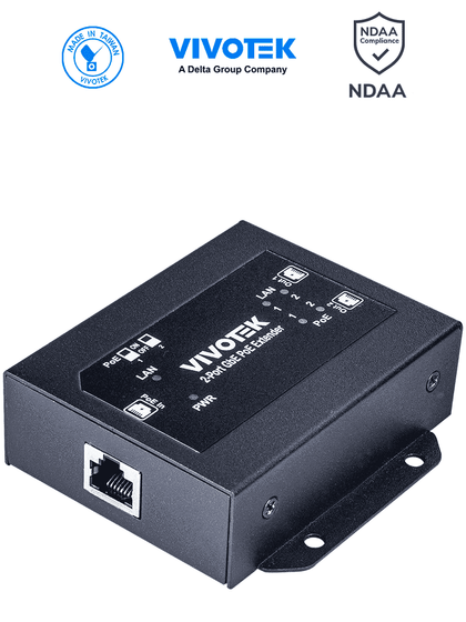 VIVOTEK AP-GXC-0200 - Extensor PoE de 2 puertos Gigabit Ethernet para interior, con hasta 68W y hasta 300m en conexión escalada de 2 unidades, compatible con NDAA.