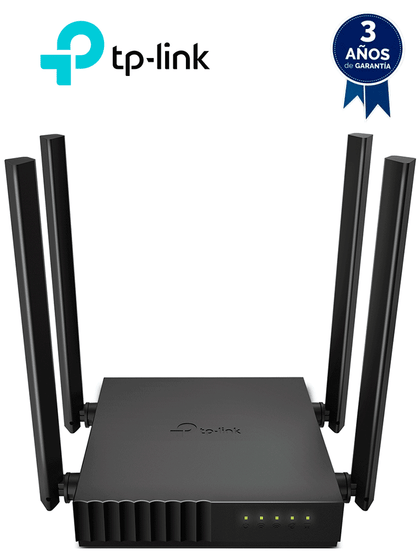 TP-LINK Archer C50 - Ruteador WiFi AC 1200Mbps con 1 puerto WAN RJ45 Fast Ethernet, 4 puertos LAN RJ45 Fast Ethernet, 4 antenas fijas y modos de funcionamiento como enrutador y punto de acceso.