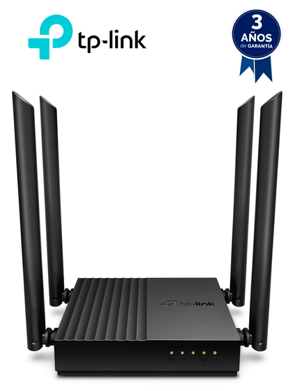 TP-LINK Archer C64 - Ruteador WiFi AC 1267Mbps con 1 puerto WAN y 4 puertos LAN RJ45 Gigabit Ethernet, MU-MIMO, 4 antenas fijas, en modos de enrutador y punto de acceso, con Beamforming.DL79