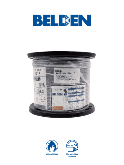 BELDEN 24120081000 - Cable UTP 100% cobre / Categoria 6+ / IBDN / GIGAFLEX 2412 CMR / Color gris / Bobina de 305 Mts