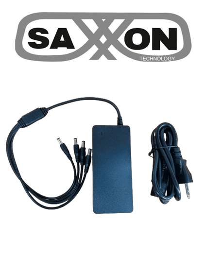 SAXXON KA65E1205000Q - Fuente de Poder Regulada / Alimentación 12 Vcc 5 Amper / 4 Conectores Macho / Voltaje de Entrada: 100-240V / Ideal para Cámaras de CCTV , Controles de Acceso y Asistencia