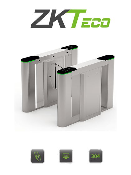 ZKTECO FBL6000PRO - Barrera Peatonal Tipo Flap Bidirecc. / 2 Chasis Acero SUS304 / Aletas de Acrílico / Infrarrojos / Carril 60 cm / 110V / 30 Personas x Min / 5 millones de Ciclos / Exterior Protegido / No cuenta con Lectores y Panel spf