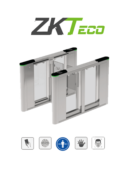 ZKTECO SBTL8000- Barrera Peatonal Tipo Swing Bidirecc. / 2 Chasis Acero SUS304 / Aleta de Acrílico Personalizable / 30 Personas x Min. / Ancho de Carril 66 cm / 10 pares de Infrarrojos / 110V / Interior / No cuenta con Lectores y Panel