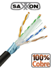 SAXXON OFTPCAT6COPEXT - Bobina de Cable FTP Cat6 100% Cobre/ 305 Metros/ Blindado/ Color Negro/ Uso Exterior/ Ideal para Cableado de Redes de Datos y Video/ Cert ISO9001/ UL / RoSH/