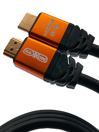 SAXXON SX030HDC - Cable HDMI de 3 metros de alta velocidad / Versión 2.0 / Resolución 4K / Canal de retorno de audio ARC / Video 3D / Blindado para reducir interferencias / Chapado en oro / Alta resistencia y durabilidad.