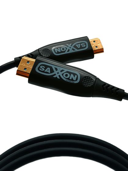 SAXXON SX20HDF047 - Cable HDMI de 20 Metros por Fibra Óptica 4K@60Hz / Fibra 4 hilos + 7 hilos cobre estañado / Compatible con HDMI 2.0 / Alta velocidad 18 Gbps / 3D / HDR / Caja de Aleación de Zinc / Calidad Premium SA1