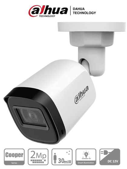 DAHUA HAC-B2A21N-U-0280B - Camara Bullet de 2 Megapixeles/ 1080p/ Lente 2.8 mm/ 100 Grados de Apertura/ 30 Metros de IR/ Metalica/ IP67/ Soporta: CVI/TVI/AHD y CVBS/ Menu OSD para Configuraci贸n/ OSD VolDH TopDahua MCI1Q125 M1