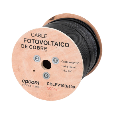 Carrete de 500 Metros / Cable Fotovoltaico Negro / 6mm² (10AWG) / Material COBRE / 2000 Vcc