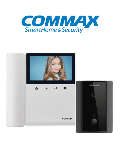 COMMAX CDV43K2DRC4LN - Kit de videoportero Commax a color con monitor de 4.3 pulgadas y auricular, frente de calle, comunicación con audio y video, función de apertura de puerta no requiere configuración C1 NOV