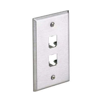 Placa de Pared Vertical, de Acero Inoxidable, Salida Para 2 Puertos Mini-Com