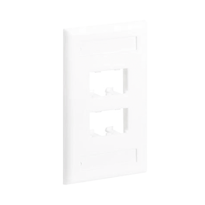 Placa de Pared Vertical Clásica, Salida Para 4 Puertos Mini-Com, Con Espacios Para Etiquetas, Color Blanco