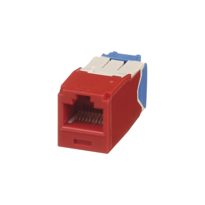 Conector Jack RJ45 Estilo TG, Mini-Com, Categoría 6A, de 8 posiciones y 8 cables, Color Rojo