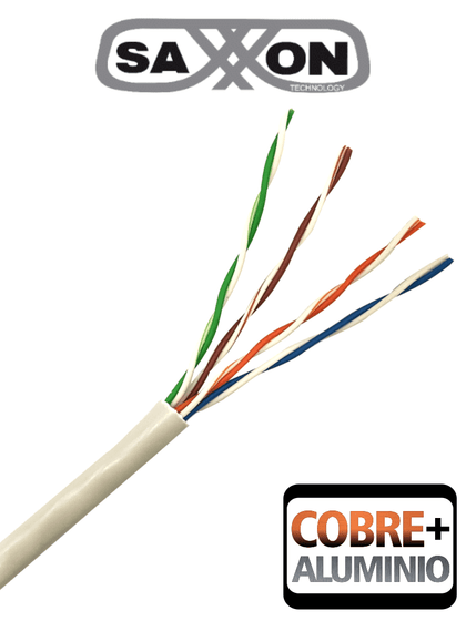 SAXXON OUTP5ECCA305BC - Bobina de Cable UTP Cat5e/ 305 Metros/ CCA/ Color Blanco/ Uso Interior/ Cert ISO9001/ UL 444/ RoSH/ ANSI/ TIA/ EI-568B