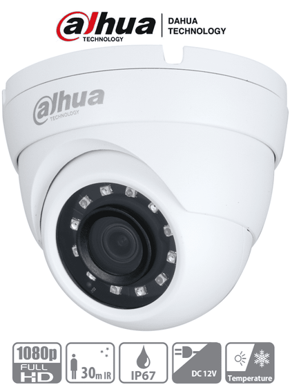 DAHUA HAC-HDW1200MN-0280B - Camara Domo 1080p/ Metálica/ Lente de 2.8mm/ 101 Grados de Apertura/ Ir de 30 Metros/ IP67/ DWDR/ BLC/HLC/AGC/ Soporta HDCVI/TVI/AHD/CBVS/