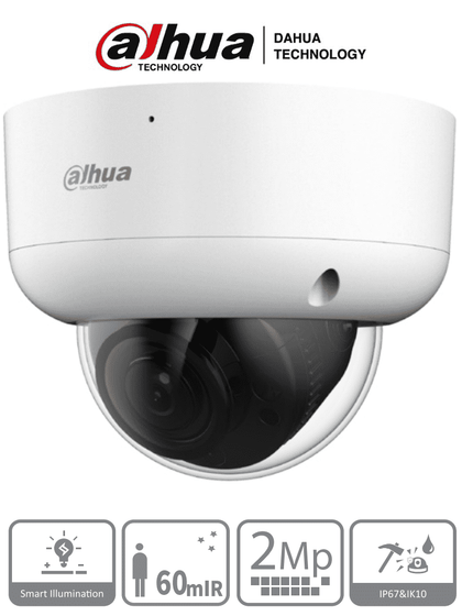 DAHUA DH-HAC-HDBW1200RAN-Z - Camara Domo Antivandalica de 2 Megapixeles/ Lente Motorizado de 2.7mm a 12mm/ Super Adapt/ IR de 60 Metros/ IP67/ IK10/