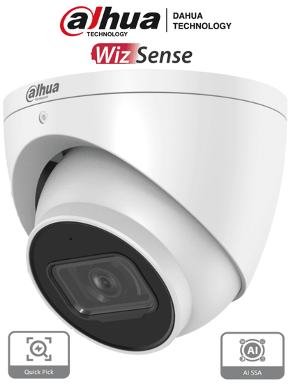 DAHUA IPC-HDW3441EM-S-S2 - Camara IP Domo de 4 Megapixeles con IA/ WizSense/ Lente de 2.8mm/ 102 Grados de Apertura/ Microfono Integrado/ IR de 50 Metros/ SMD 4.0/ AI SSA/ H.265+/ Ranura para MicroSD/ WDR Real de 120 dB/