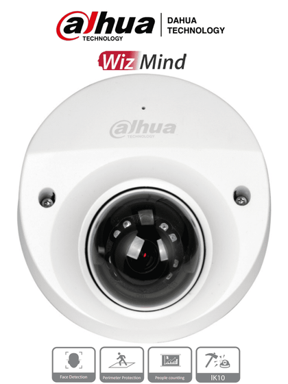 DAHUA IPC-HDBW5241F-M-SA - Camara IP Domo de 2 Megapixeles para NVR Movil/ WizMind/ Lente de 8 mm/ 40 Grados de Apertura/ H.265+/ Ideal para Reconocimiento Facial y Detección de Rostros/ IR de 30 Metros/ Ranura para MicroSD/ SMD Plus/