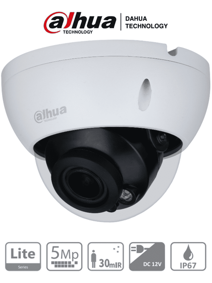 DAHUA HAC-HDBW1500R-Z - Camara Domo Antivandalica de 5 Megapixeles/ Lente Motorizado de 2.7-12mm/ Ir de 30 mts/ IP67/ IK10/ Soporta CVI/AHD/TVI y CBVS/