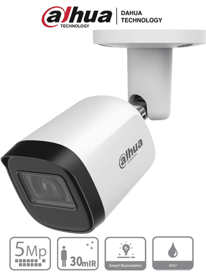 DAHUA HAC-B2A51N-U-28-S2 - Camara Bullet de 5 Megapixeles/ Lente de 2.8mm/ Angulo de visión 106 grados/ IR de 30 Mts/ IP67/ Metalica/ CVI/CVBS/AHD/TVI/ LoNuevo VolDH MCI1Q125 M1 VFL